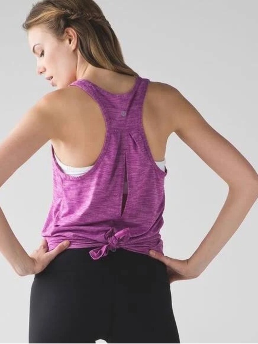 lululemon athletica Heathered Purple Racerback Tank with Back Slit and Tie